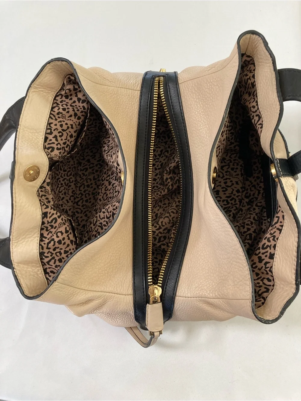 LP by Linea Pelle Hayden Bicolor Leather Satchel Bag - Cream & Black